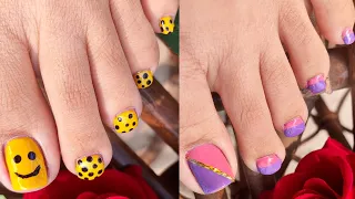 Strikingly easy toe nail designs 2023 || Cute & Simple foot nail art for beginners || Nail Delights💅