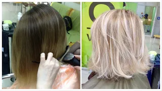 Lightening hair: cool blonde // Highlights Cool blonde