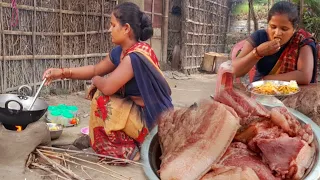 Pork mix recipe cooking & eating in village kitchen | Niguro recipe | Tribe natural food #cooking