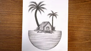 Wow keren!!!! Belajar menggambar itu mudah - Cara menggambar pemandangan / How to draw easy scenery