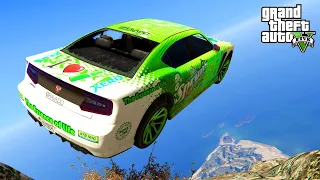 GTA 5 Crazy Jumps/Crashes #9 with Trevor and  Michael (Cars Vs Mount Chiliad Crash Test)