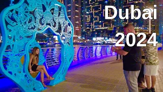 Dubai Marina Walk - Saturday Night ( 4K Video )