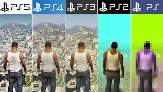 PS5 vs PS4 vs PS3 vs PS2 vs PS1 | GTA Games Generations and Graphics Comparison (4k 60fps)