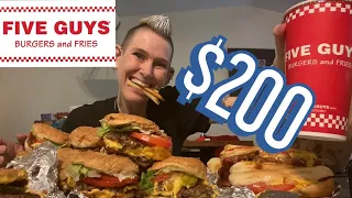 $200 FIVE GUYS CHALLENGE | SUBSCRIBER SPECIAL | SERIOUSLY MASSIVE | MOM VS FOOD