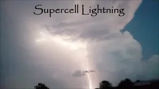 Supercell Lightning through Sunset