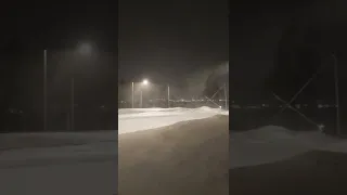 Snow blizzard hitting a football field - Normal winter day in Norway!