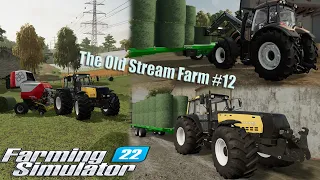 FS22 - The Old Stream Farm #12 - Baling Grass And Throwing Them In - Timelapse