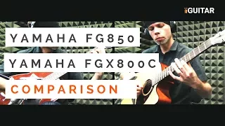 Yamaha FG850 vs Yamaha FGX800C acoustic guitars comparison, review, sound demonstration