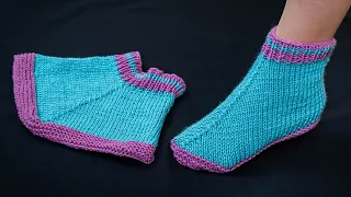 Simple knitted slippers with one swatch - a detailed tutorial!