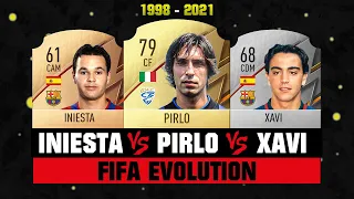 Xavi VS Iniesta VS Pirlo FIFA EVOLUTION! 😱🔥 FIFA 98 - FIFA 21