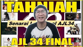 SENARAI 12 LAGU FINALIS AJL 34 #INDOREACT