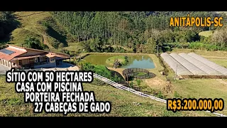 Sítio PORTEIRA FECHADA- 50 hectares com Casa, piscina, cachoeiras, 28 cabeças de GADO-R$ 3.2 milhões