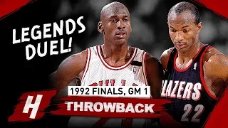 Michael Jordan vs Clyde Drexler Game 1 LEGENDS Duel Highlights 1992 NBA Finals - MUST WATCH!