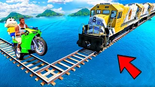 SHINCHAN AND FRANKLIN TRIED IMPOSSIBLE TRAIN JUMP SURPRISE BOX PARKOUR CHALLENGE GTA 5
