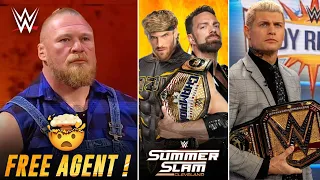 FINALLY ! Brock Lesnar FREE AGENT Confirm RETURNS | Logan Paul vs LA KNIGHT | Cody Rhodes BAD NEWS