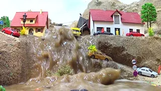 Tsunami And Flash Flood Hit Town Model - Diorama Dam Breach