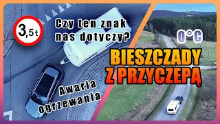 Listopadowe Bieszczady z przyczepą. Awaria ogrzewania i grząski kemping. Czy łamiemy przepisy?