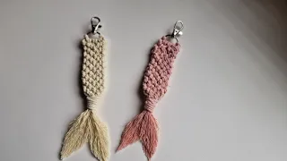 Macrame mermaid tail keychain diy keyring for women tutorial beginners easy quick stylish