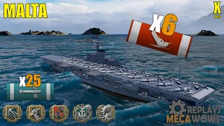 Aircraft Carrier Malta 6 Kills & 154k Damage | World of Warships Gameplay