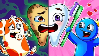 RAINBOW FRIENDS: BLUE & HOODOO, Please KEEP Your TEETH CLEAN! | Cartoon Animation