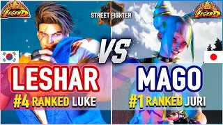 SF6 🔥 LeShar (#4 Ranked Luke) vs Mago (#1 Ranked Juri) 🔥 SF6 High Level Gameplay