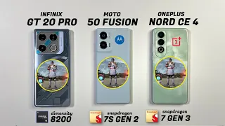 Moto Edge 50 Fusion vs OnePlus Nord CE 4 vs Infinix GT 20 Pro Pubg Test ! Shocking Results 😲