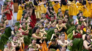 2024 Merrie Monarch Festival opening ceremony Hawaii Big Island.Hula dancers Hoʻolauleʻa celebration