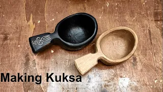 Making kuksa of raw maple. The process of making wooden mug