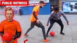 PUBLIC NUTMEGS IN LONDON! (Football Challenges)