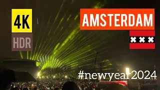 Amsterdam Celebrates New Year 2024. Electric Fireworks 4K FULL show