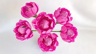 Flowers from sweets and crepe paper. Do it yourself with Buket7ruTV