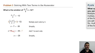 Algebra 1 2-2 Solving Two-Step Equations: Problem 3 - Solving With Two Terms in the Numerator