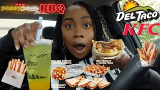 TRYING DEL TACO NEW EPIC HONEY CHIPOTLE BBQ BRISKET & BACON BURRITO, FRIES AND FUNNEL CAKE FIRES