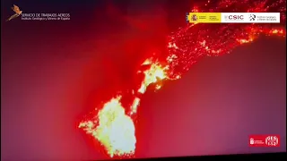 Vista Sur, primera llegada de lava al mar (29/9/21). Erupción Cumbre Vieja, La Palma IGME-CSIC