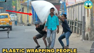 PLASTIC WRAPPING PEOPLE PRANK PART 3! || PRANK IN INDIA || MOUZ PRANK