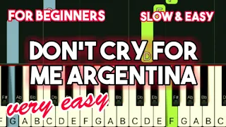MADONNA - DON'T CRY FOR ME ARGENTINA | SLOW & EASY PIANO TUTORIAL