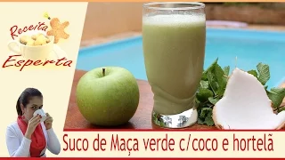Suco Detox de maçã verde com coco e hortelã | Sucos Detox