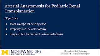 Pediatric Kidney Arterial Anastomosis