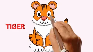 🐯 Fun Tiger Drawing, Painting, Writing, Coloring and Pronunciation Step By Step for Kids! 🎨🐅