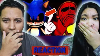 Sonic.EXE vs Red (NES Godzilla) | Rap Battle | Fightmarker | Couple Reacts