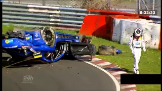 24h Nürburgring Qualifying Race  - Crash Mercedes AMG GT3 2016 Hohenrainschikane