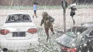 Crazy Hail Storm damages cars and roofs apple-sized hail in bad bayersoien | Germany hail storm 2023