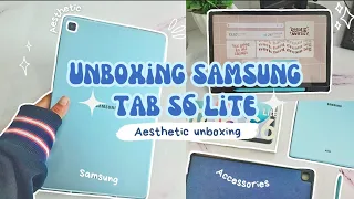 🌷Samsung Tab S6 Lite (Angora blue 💙)  + Accesories unboxing 📦 ☆ S6 lite in 2024!?