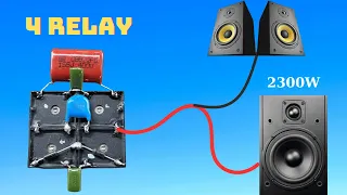 DIY Powerful Ultra Bass Amplifier From 4 Relay, No IC , Simple circuit | DIY Audio