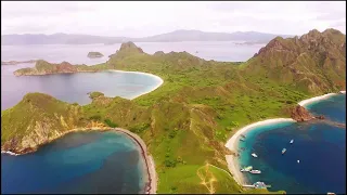 Komodo Padar Island, Pink Beach, Flores, Indonesia 4K drone footage