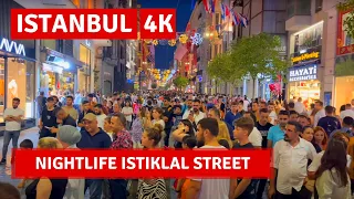 Istanbul Nightlife Istiklal Street 2022 6 September Walking Tour|4k UHD 60fps