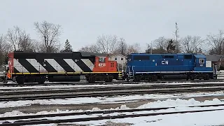 [Yard Work]CN 568 Arriving doing yard work and departing Stratford Jan  27th 2024