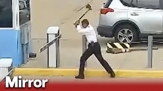 Pilot destroys car park barrier with axe