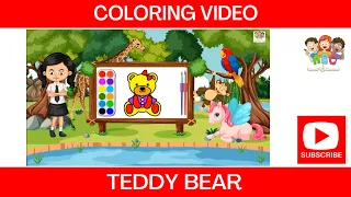Teddy Bear Drawing, painting and coloring for kids & Toddlers  Drawing Basics & Kids songs #017