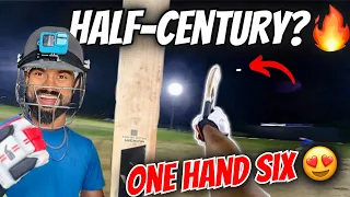 ONE-HANDED ‘SIX’ by Modern Day Cricket 😍🔥| CHASING 142 in T10 Match💪 | NIGHT MATCH Vlog: GoPro View🥰